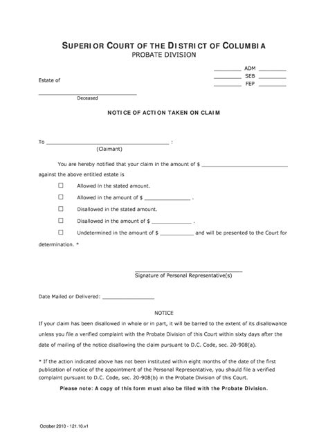 Fillable Online Dccourts Allowed In The Stated Amount Fax Email Print