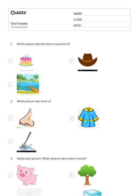 50 Short Vowels Worksheets For 1st Grade On Quizizz Free And Printable