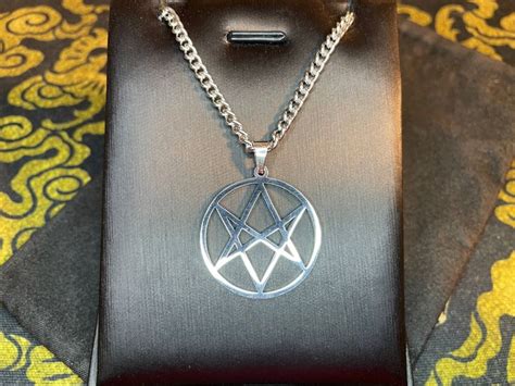 Unicursal Hexagram Thelema Symbol Stainless Steel Pendant Necklace