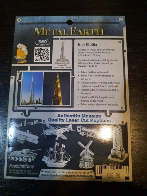 Burj Khalifa Metal Earth Works D Metal Puzzle By Fascinations