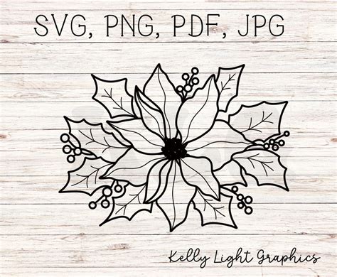 Poinsettia Svg Poinsettia Cut File Christmas Flower Svg Christmas