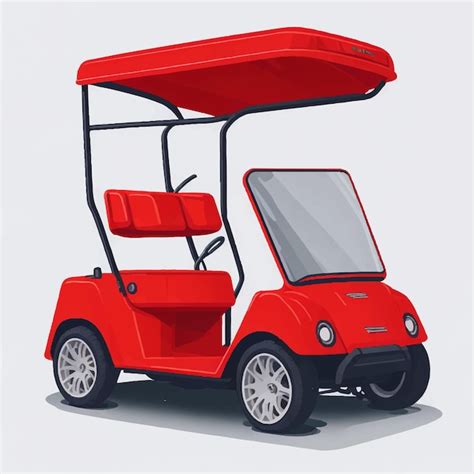 Carrinho de golfe vermelho vetor ilustração fundo branco Vetor Premium