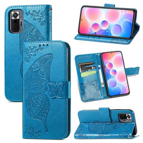 Xiaomi Redmi Note 10 Pro Embossed Butterfly Wallet Case With Wrist