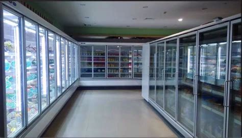 Glass door commercial supermarket walk in cooler beverage milk display ...