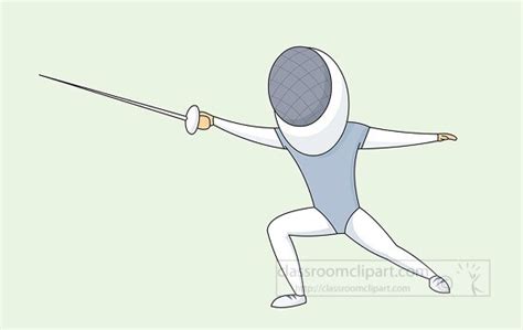 Fencing Clipart-cartoon of a fencer in a fencing stance with a sword