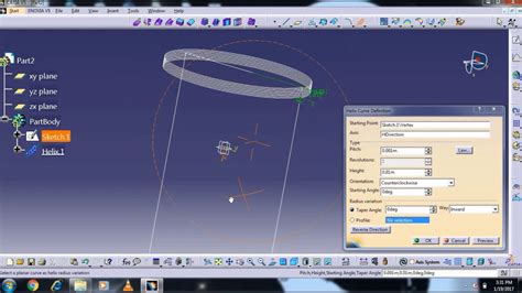 SPLINE HELIX SPIRALSURFACE CATIA V5 YouTube