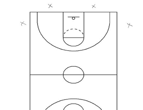 Printable Blank Basketball Court