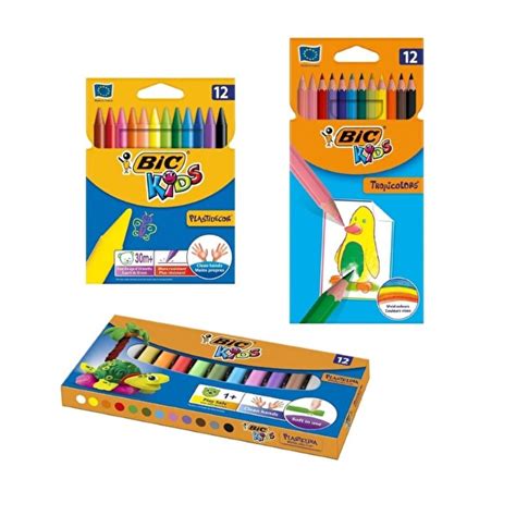 Bic 3 lü Boyama Seti 12 li Kuru Boya Silinebilir Mum Pastel Boya