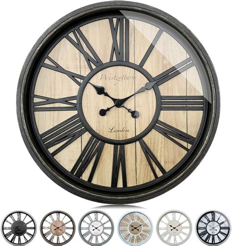 Amazon Westzytturm Large Wall Clock Rustic Inch Roman Numerals