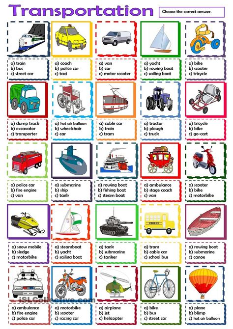 Transportation Transportation Worksheet Transportation Activities