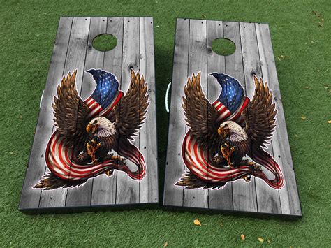 American Eagle Usa Flag Wood Cornhole Board Game Decal Vinyl Wraps With