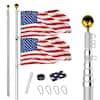 Cisvio 25 Ft Telescopic Aluminum Flag Pole Fly 2 Flags 3 Ft X 5 Ft