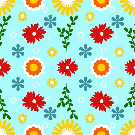 Colorful Abstract Seamless Patterns With Flowers Hand Drawn Vector