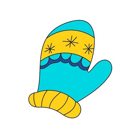 Premium Vector Simple Cartoon Icon Winter Mitten In The Doodle Style