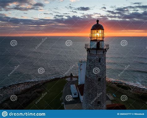 Aerial Shot Of The Montauk Point Lighthouse Museum At A Peaceful