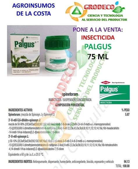 Palgus 100ml Insecticida Spinosad Control Gusano Cogollero 320 00