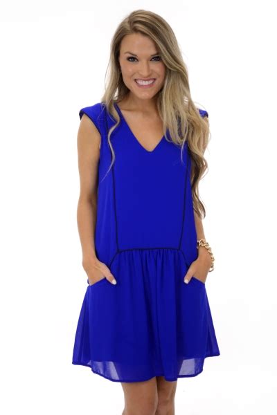 Electric Blue Dress - Dresses w/ Sleeves - Dresses - The Blue Door Boutique