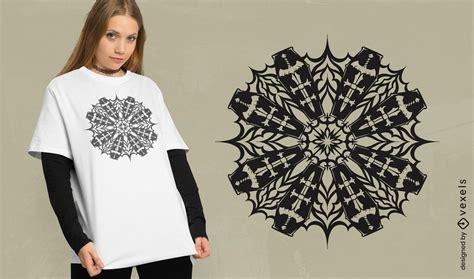 Gothic Coffins-snowflake Pattern T-shirt Design Vector Download