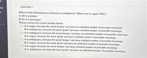 Which of the following two sentences is ambiguous? | Chegg.com