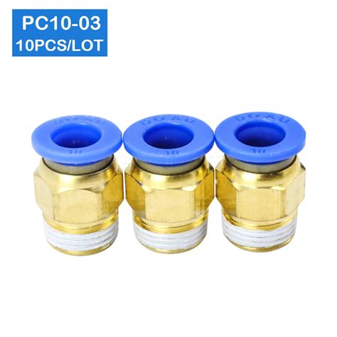 High Quality Bspt Pc10 03 10 Pcs 10mm To 3 8 Pneumatic Connectors