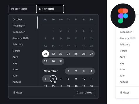 Calendar Widget Ui Kit Free Figma Resource Figma Elements