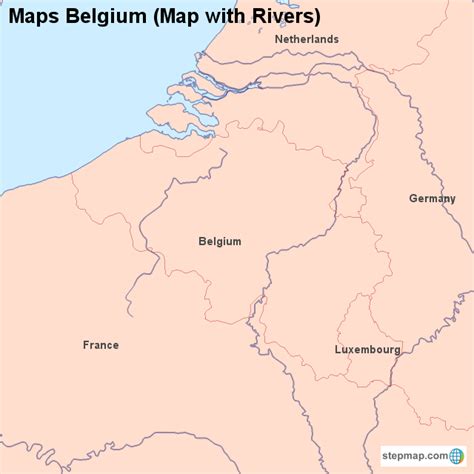 StepMap - Maps Belgium (Map with Rivers) - Landkarte für Belgium