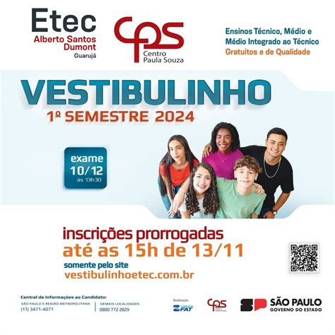 Vestibulinho Etec 1º Semestre de 2024 Inscrições Prorrogadas ETEC