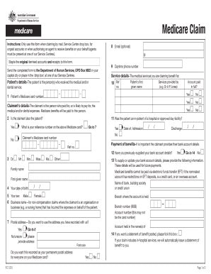 Printable Medicare Claim Form TUTORE ORG Master Of Documents