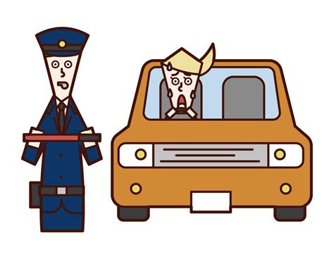 自動車を取り締まる警察官（男性）のイラスト フリーイラスト素材集 Kukukeke