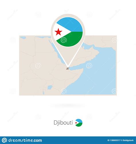 Mapa Rectangular De Djibouti Con El Icono Del Perno De Djibouti