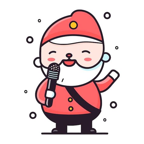 Premium Vector Cute Cartoon Santa Claus With Microphone Vector