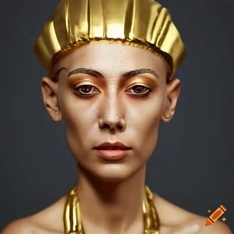 Realistic Ancient Egyptian Female God Gold Statue Bust On Craiyon