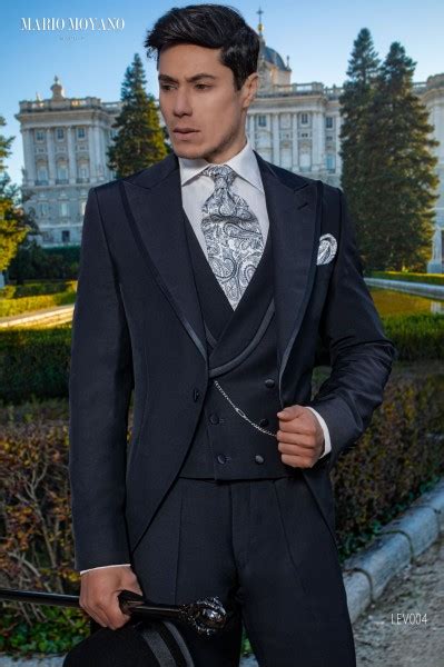 Navy Blue Morning Coat Made To Measure Luxury Wedding Lev Mario Moyano