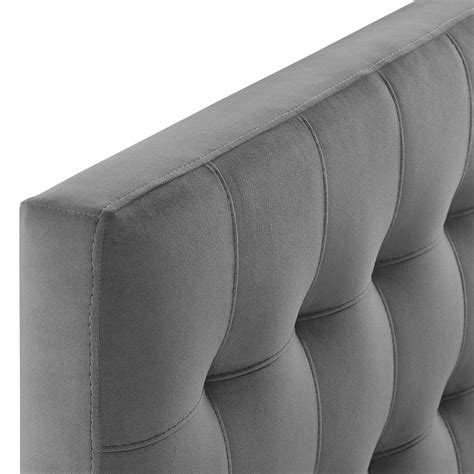 Lily Biscuit Tufted Twin Performance Velvet Headboard In Gray Velvet