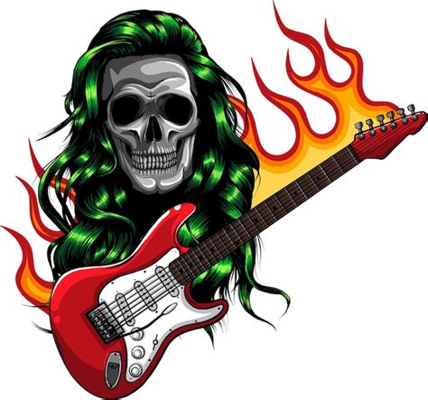 Premium Vector Heavy Metal Skull With Guitar Design