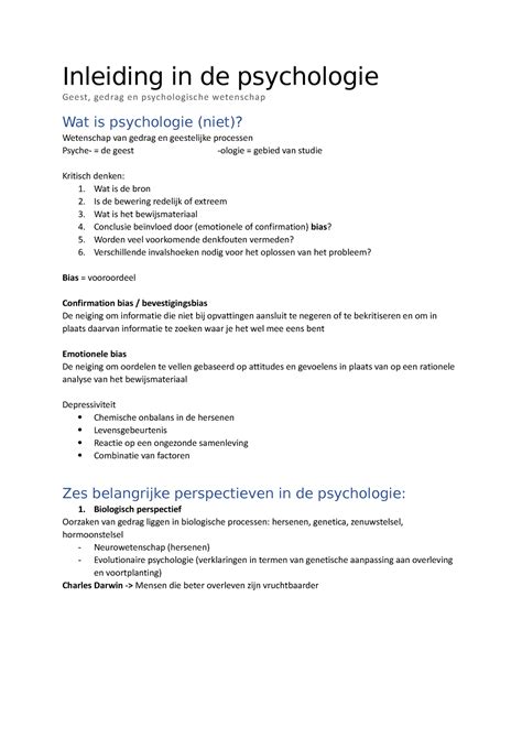 Iidp Hoorcollege Inleiding In De Psychologie Geest Gedrag En