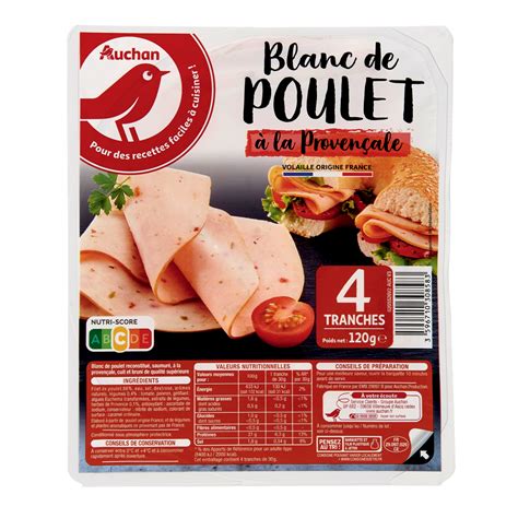 AUCHAN Blanc de poulet à la provençale 4 tranches 120g pas cher Auchan fr