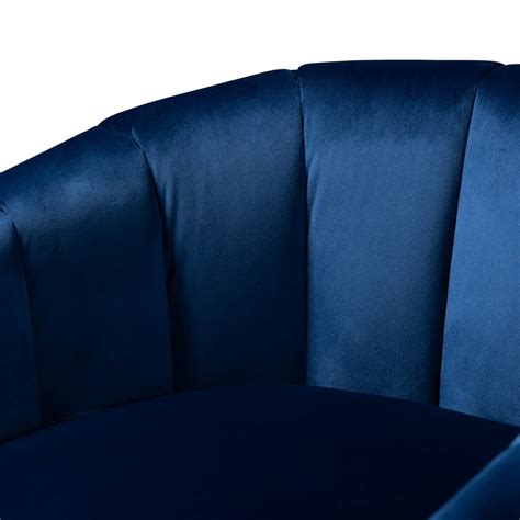 Baxton Studio Tomasso Glam Royal Blue Velvet Fabric Upholstered Gold F