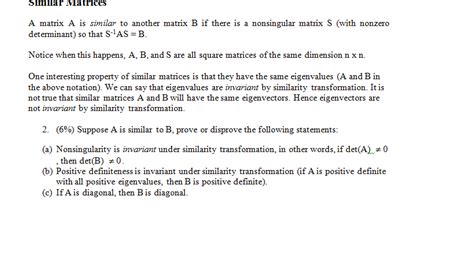 Solved Similar Matrices A matrix A is similar to another | Chegg.com