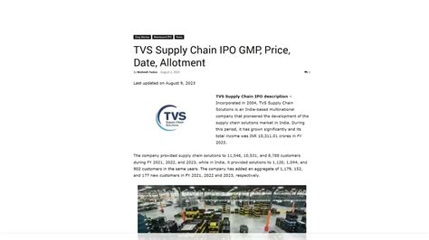 Tvs Supply Chain Solutions Limited Ipo Youtube