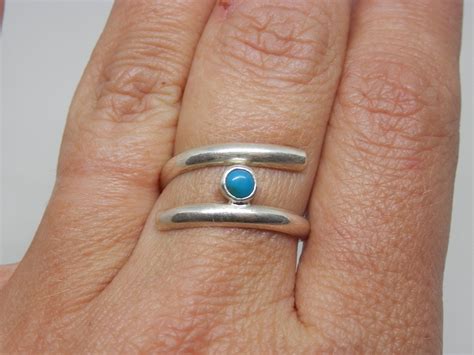 Bague Fine Ajustable En Argent Et Turquoise Arizona Vanessa