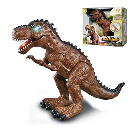 Dinossauro Brinquedo Dino Rex Anda Sozinho Emite Luzes E Som Dm Toys