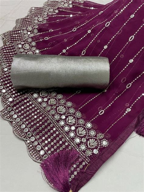 Saree Schwer Sari Bluse Indian Designer Hochzeit Party Bollywood Seide