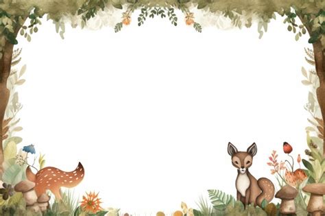 Premium AI Image | Enchanting Woodland Border Clipart Nature's ...