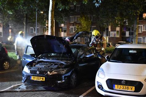 Geparkeerd Staande Auto Verwoest Door Brand Schollevaartse Dreef Rotterdam