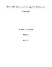 Educ Written Assignment Unit July Pdf Educ