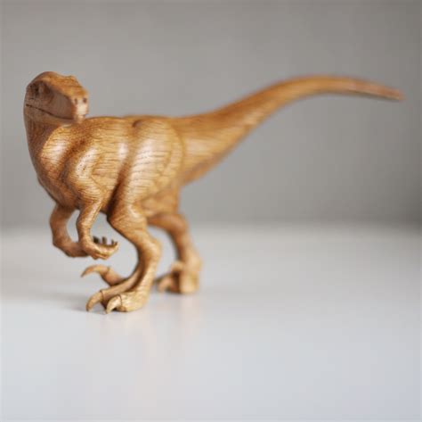 Wooden raptor, wooden hand carved dinosaur velociraptor - Inspire ...