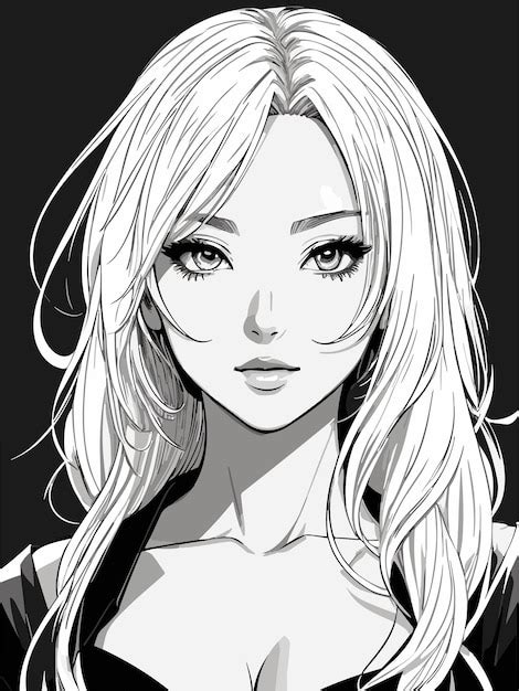 Boceto De Mujer Joven En Blanco Y Negro Coloreando Anime Artstyle