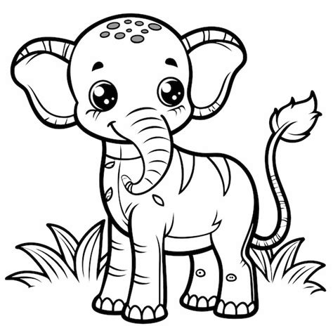 El Lindo Personaje De Dibujos Animados Del Elefante Vector Premium