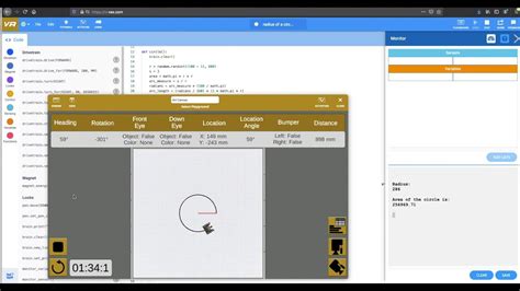 Draw A Perfect Circle And Calculate Area Of The Circle Python Vexcode